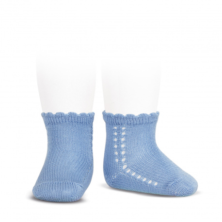 Perle side openwork short socks BLUISH