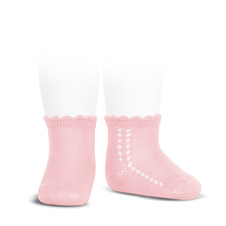 Perle side openwork short socks PINK