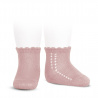 Perle side openwork short socks PALE PINK