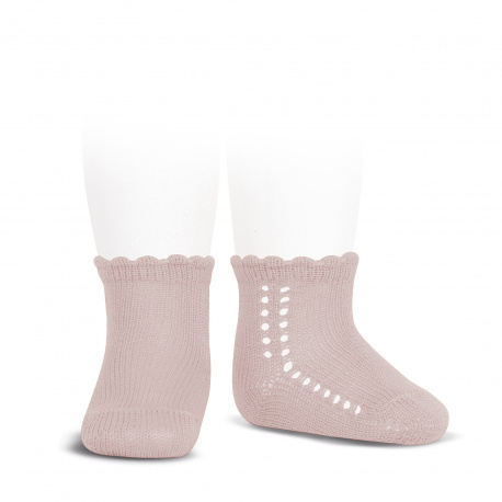 Perle side openwork short socks OLD ROSE