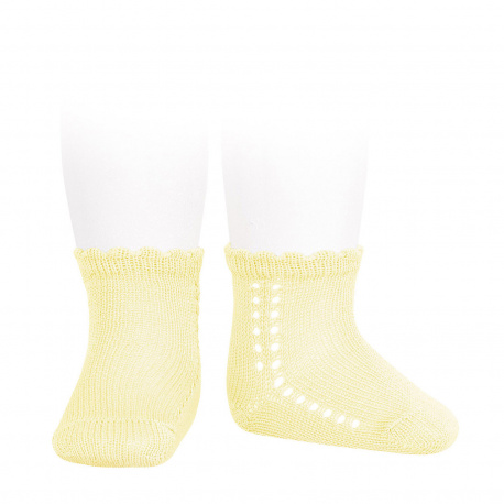 Perle side openwork short socks BUTTER