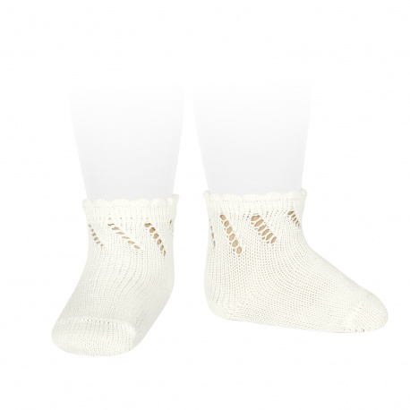 Perle diagonal openwork short socks BEIGE