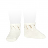 Perle diagonal openwork short socks BEIGE