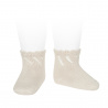 Perle diagonal openwork short socks LINEN