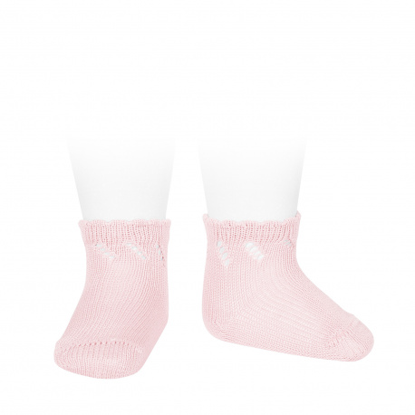 Perle diagonal openwork short socks PINK