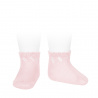Perle diagonal openwork short socks PINK