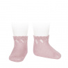 Calze corte in cotone perle traforato ROSA PALLIDO