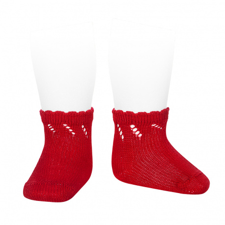Socquettes perle ajourées ROUGE