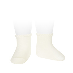 Short socks with patterned cuff BEIGE