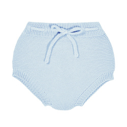 Garter stitch culotte with cord BABY BLUE