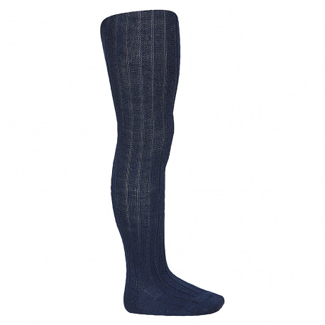 Wool rib tights NAVY BLUE