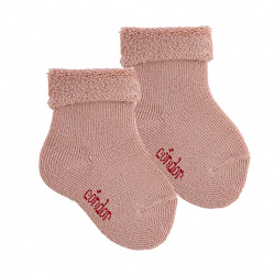 Wool terry short socks with folded cuff MAKE-UP