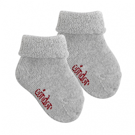 Calcetines mezcla lana merino puño vuelto y rizo ALUMINIO