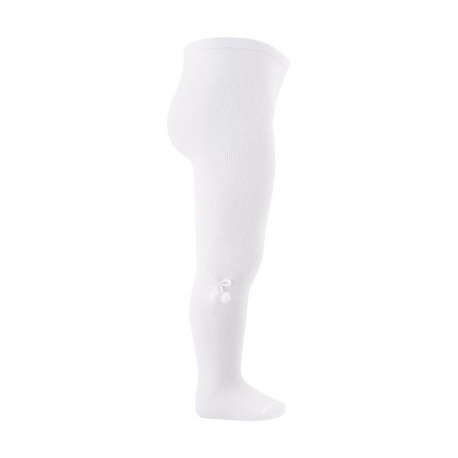 Collants coton unies avec pompons BLANC