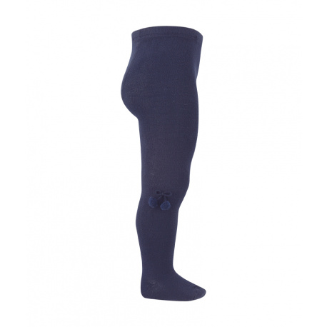 Collants coton unies avec pompons BLEU MARINE