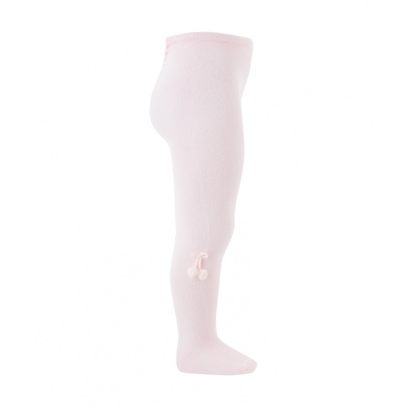 Baby cotton tights with small pompoms PINK