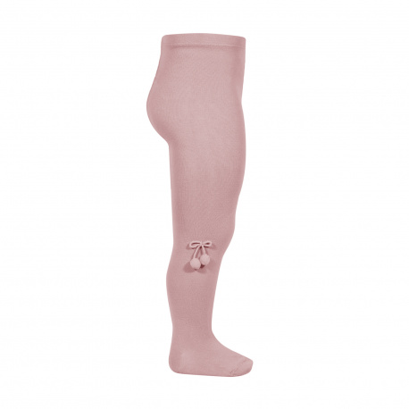 Collants coton unies avec pompons PALE ROSE