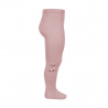 Collants coton unies avec pompons PALE ROSE