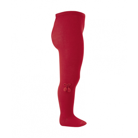 Collants coton unies avec pompons ROUGE