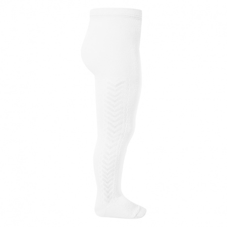 Collants motif relief latéral BLANC