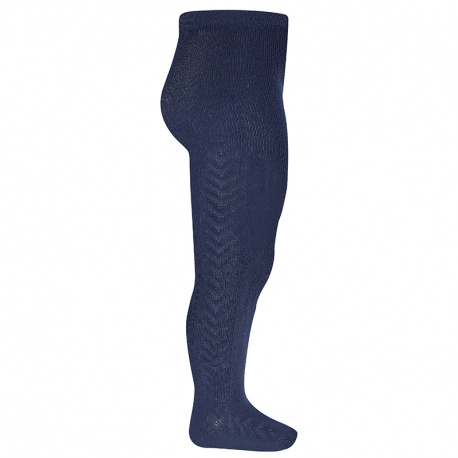 Collants motif relief latéral BLEU MARINE