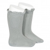 Chaussettes hautes unies avec dentelle sur bordure VERT SEC