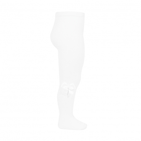 Collants coton avec noeud latéral BLANC