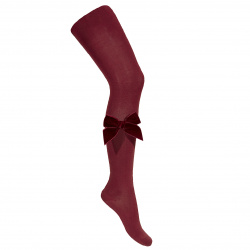 Side velvet bow tights GARNET