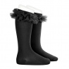 Tulle ruffle knee-high socks BLACK