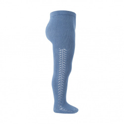 Side openwork warm tights FRENCH BLUE