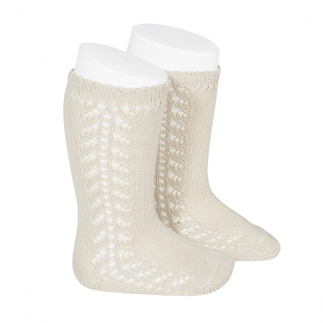Calze lunghe cotone caldo con traforato laterale LINO