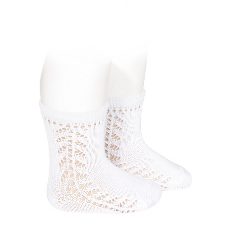 Chaussettes coton chaud ajouré latéral BLANC