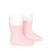 Chaussettes coton chaud ajouré latéral ROSE