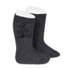 Chaussettes hautes coton chaud avec pompoms ANTHRACITE