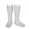 Bright rib knee-high socks ALUMINIUM