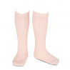 Meias altas fio brilhante caneladas ROSA VELHO
