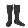 Bright rib knee-high socks BLACK