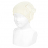 Bonnet tricot noeud grand velours ECRU