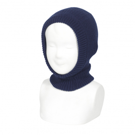 English rib stitch balaclava NAVY BLUE