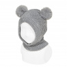 Balaclava with faux fur pompoms LIGHT GREY