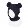 Balaclava with faux fur pompoms NAVY BLUE