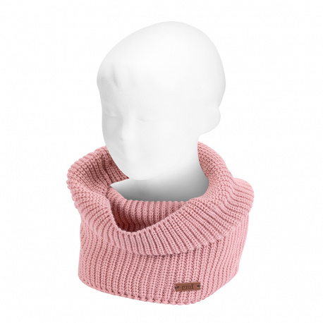 English rib stitch tube scarf PALE PINK