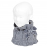 Garter stitch snood scarf with big velvet bow LIGHT GREY