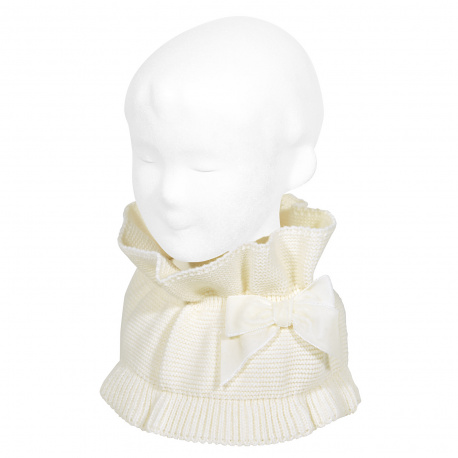 Scaldacollo arricciato con fiocco in velluto BEIGE