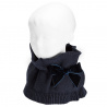 Cou tricot plissé noeud velours BLEU MARINE