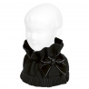 Garter stitch snood scarf with big velvet bow BLACK