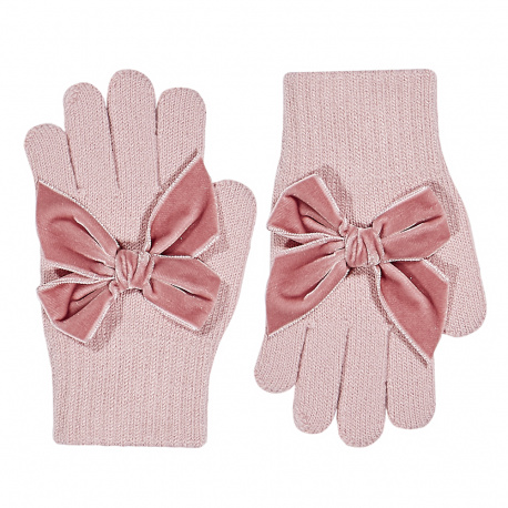 Guantes con lazo grande de terciopelo ROSA PALO