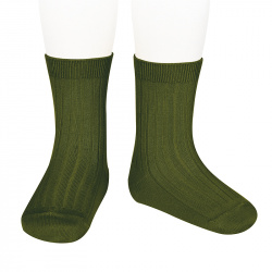 Basic rib short socks SEAWEED