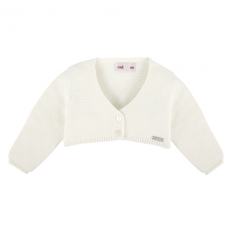 Garter stitch bolero cardigan CREAM