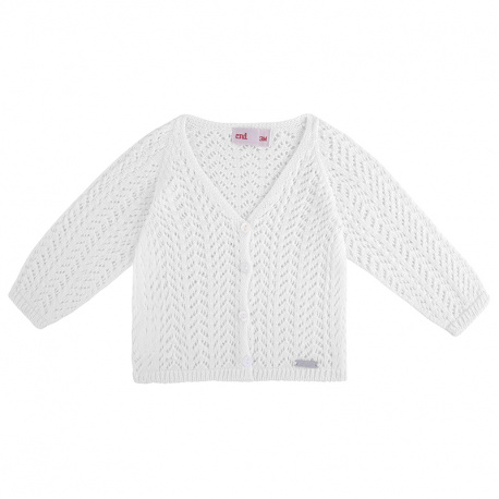 Cardigan ajourée fille BLANC